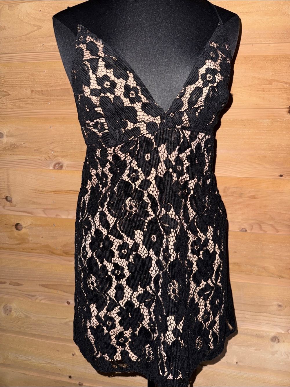 Free People Dangerous Love Black Lace mini Dress NWT w/ nude underlay